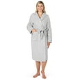 thumbnail image 4 of PAVILIA Plush Hooded Robe For Women | Light Grey, Fluffy Soft Bathrobe With Hood | Fuzzy Warm Spa Robe, Cozy Fleece Long Robe | Satin Trim, Small-Medium, 4 of 10