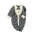 thumbnail image 4 of Qiylii Baby Boy Gentleman Knitted Bodysuit, Splicing Color Long Sleeve Rompers, 4 of 9
