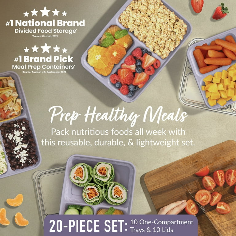 Bentgo Prep 3-Compartment Container - 10 Pack - Lilac