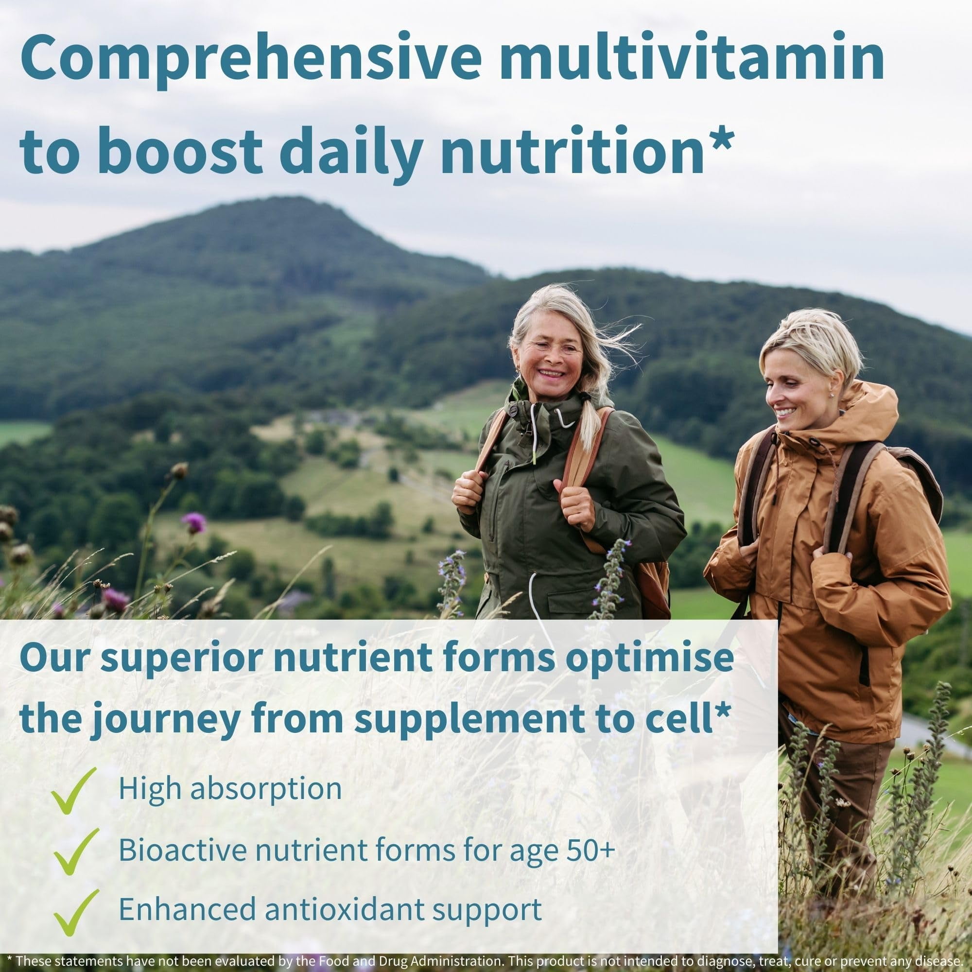 Igennus Methylated Women's 50+ Multivitamin with Calcium & Magnesium, Pure & Clean, All-Day Nutrient Delivery with High-Strength B-Vitamins,Antioxidant Support, Iron and Copper Free, 60 Vegan Tablets