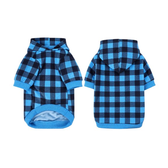 Classic Plaid Dog Hoodie Sweatshirt Soft Warm Hooded Pet Clothes with Pocket Daily holiday dress-up Fall Winter Apparel for Small Medium Large Dogs