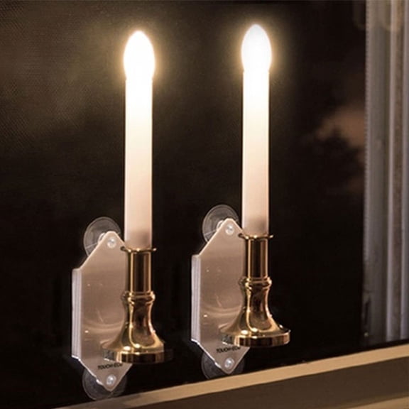 Realistic Looking Flameless ABS LED Candle Lights - Decorative Solar Energy Candle Light - Set of 2 - Home Decor