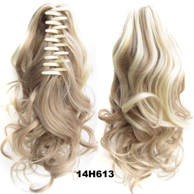 Clip de garra para mujer en cola de caballo, extensión de cabello largo y rizado, postizo de pelo sintético con cola de caballo (14H613)