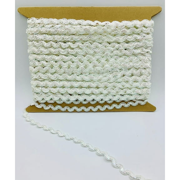 White 1/2" Ric Rac Sequin Trim