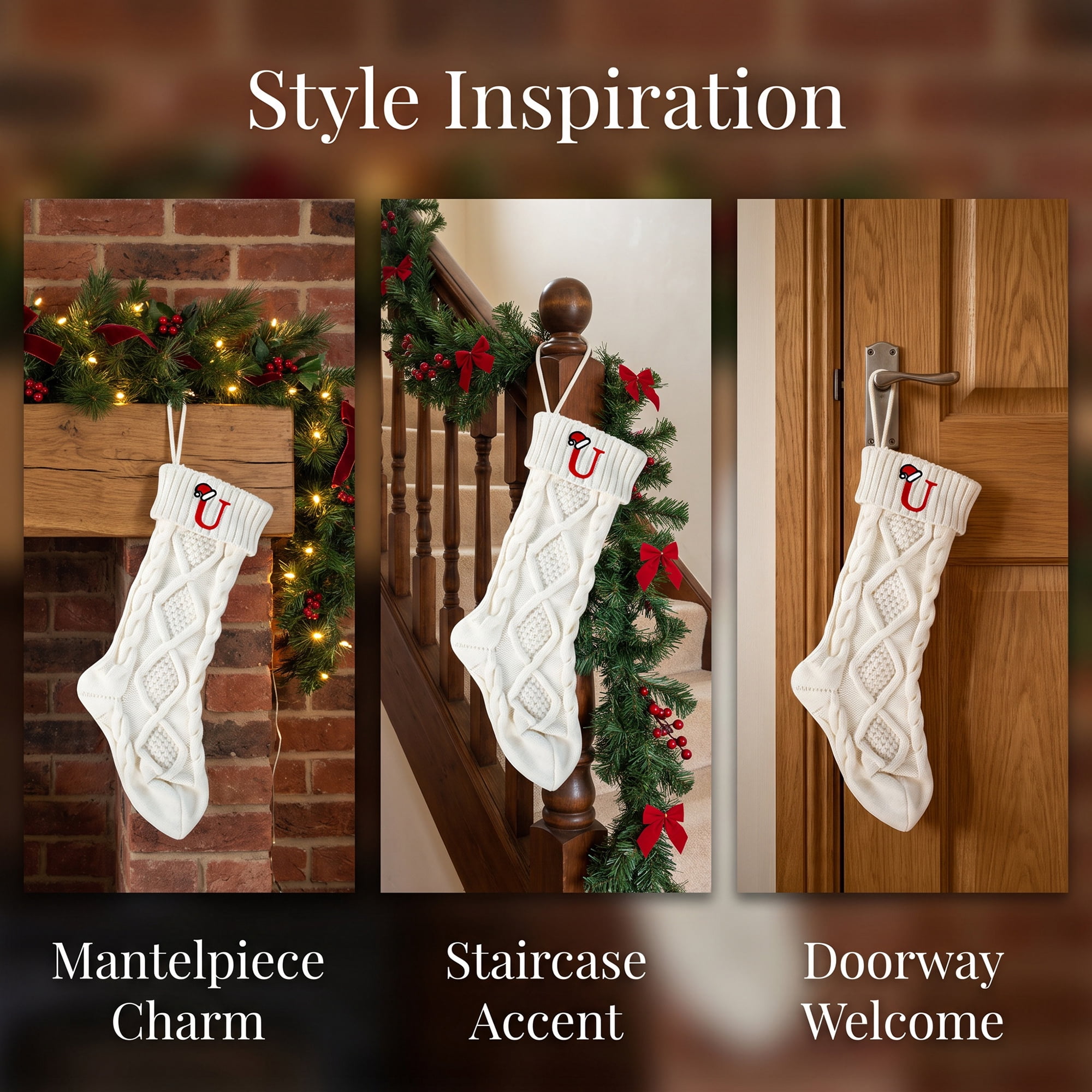 Unique Bargains Canine Bone Christmas Stocking Luxury Puppy Holiday Keepsake Sack Letter U 17"