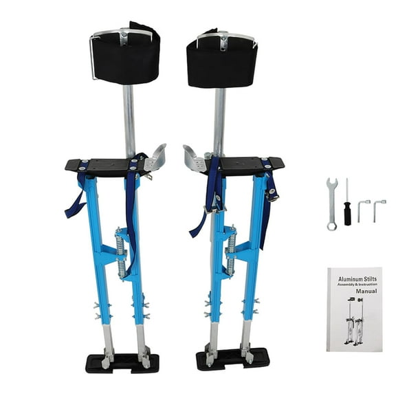 Adjustable Drywall Stilts 36-48 Inch Aluminum Alloy Stilts for Painting or Cleaning Blue