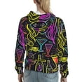 thumbnail image 7 of Daiia Neon Bar Drinks Pattern Women's Fashion Hoodies & Sweatshirts with Kangaroo Pocket Hooded Sweatshirt with Eye-catching Drawstrings-Small, 7 of 7