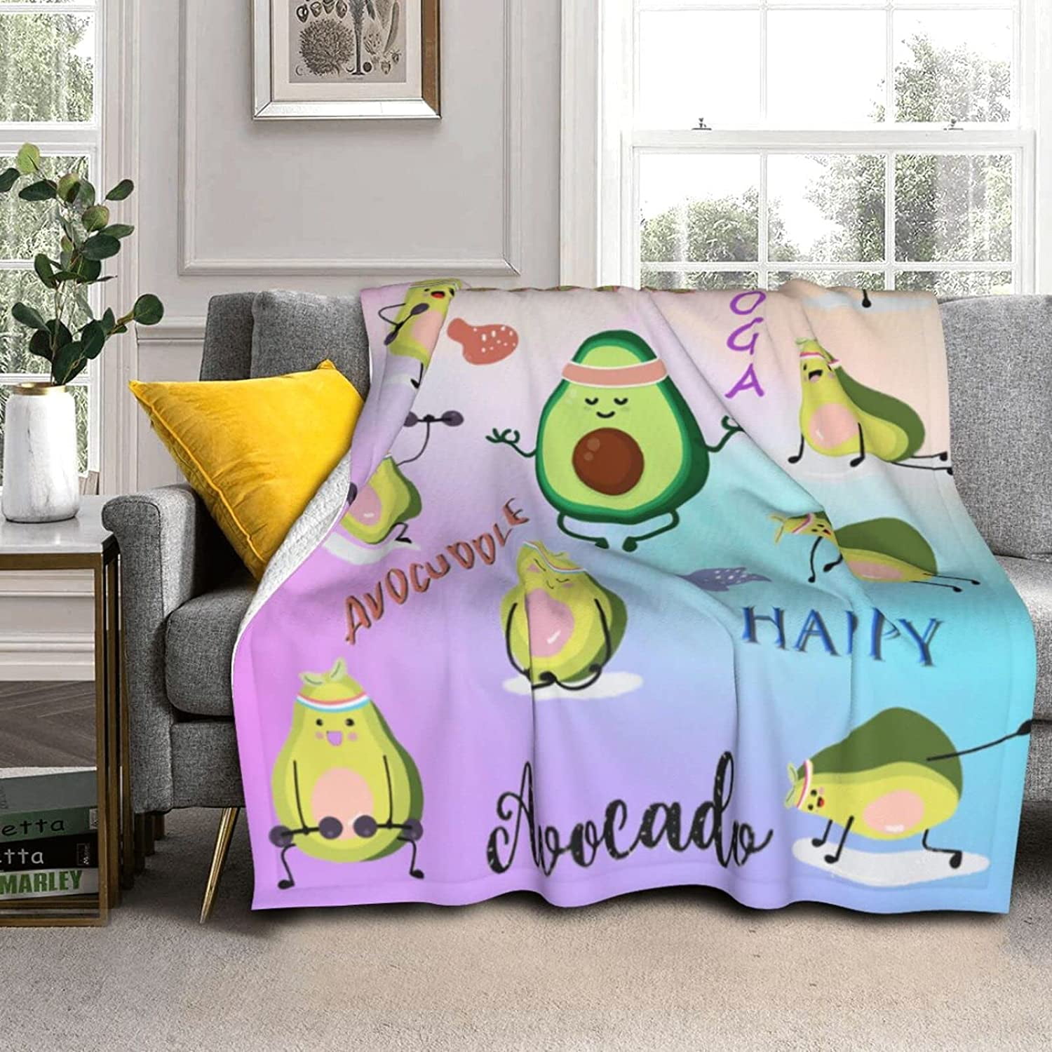 Avocado Blanket Premium Fleece Blanket Cozy Fruits Avocado Throw Blankets Soft Warm Fruit
