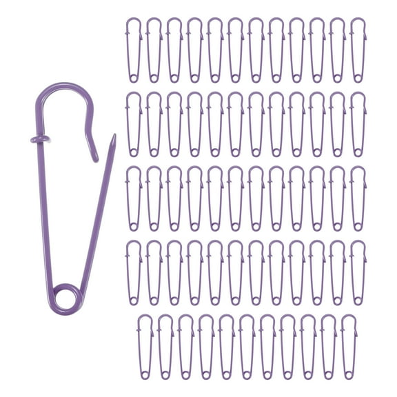 Uxcell 60-Pack Large Safety Pins, 2" Spring Lock Pins Blanket Bulk Pins for Fashion/Clothes/Sewing/Quilting/Upholstery/Laundry/DIY Craft/Decorative, Big Safety Pins [Purple]