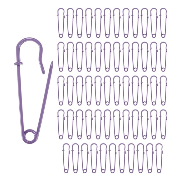 Uxcell 60-Pack Alfileres de Seguridad Grandes, Alfileres de Bloqueo de Resorte de 2" para Moda/Ropa/Coser/Colchar/Lavandería/Manualidades/Decorativos, Grandes Alfileres [Púrpura]
