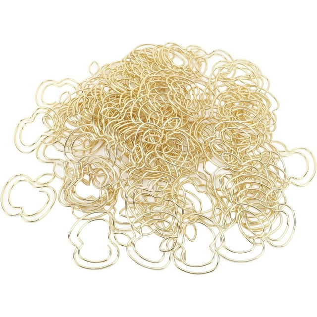 Yazoeia 100pcs Apples Shape Paperclips Portable Funny Small Paper Clips Metal Paperclips Fruit Paper Clips Cute Bookmark Pare Clips with Transparent Box for Office (Gold) CJC912-25573