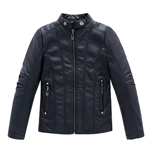 Kids leather cheap motorcycle jacket