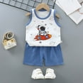 thumbnail image 2 of FAOWME Child Outfit Sets Toddler Baby Boy Summer Clothes Retro Embroidery Animals Shirts T Shirt + Elastic Shorts Sets Versatile O-Neck Dailywear, 2 of 3
