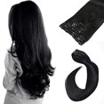 thumbnail image 2 of Ubetta Human Hair Extensions Clip in Jet Black Silky Straight Remy Hair Extensions Clip in Real Hair Weft Extensions 7 Pieces 70 Gram 18 Inch for Women, 2 of 5