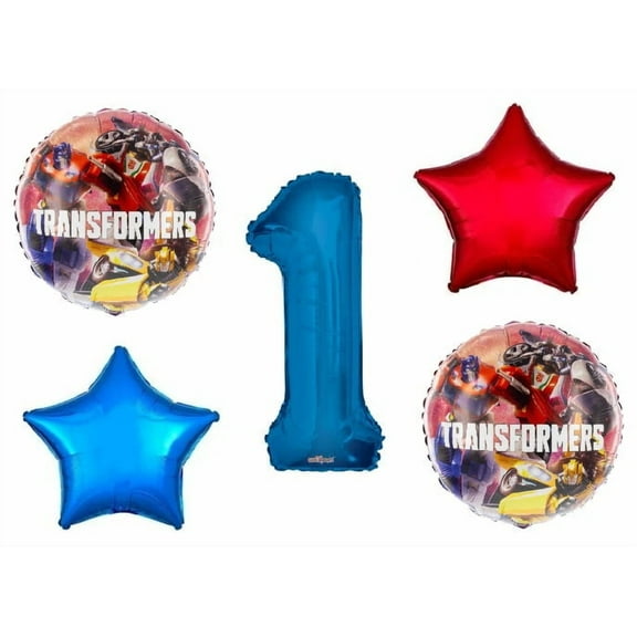 Optimus Prime Bumblebee Transformers 1st Happy Birthday 5 Piece Party Balloons Decoration Set
