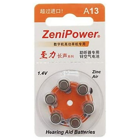 NingB ZeniPower A13 Hearing Aid Button Battery (6pcs)