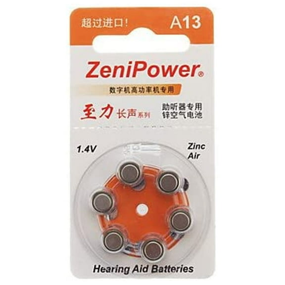 NingB ZeniPower A13 Hearing Aid Button Battery (6pcs)
