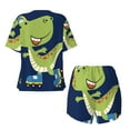 thumbnail image 5 of Naloa Dino Playing Roller Skate Women's Short-Sleeved Pajama Set, Loungewear, Summer pajamas, Breathable Cozy - 3X-Large, 5 of 9