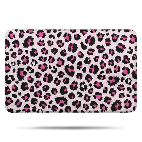 Pink and Black Of Leopard Print Bathroom Rugs Mat,Non Slip Microfiber Bathroom Rug,Rubber Backing,Soft Bathroom Mats for Bathroom Floor,Tub and Shower,17x27in(43x68cm)