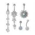 thumbnail image 1 of Dosaele ESTONE 5 Pcs Anneau de Nombril en Titane Courbé Barbel CZ Piercing en Pierre, 1 of 5