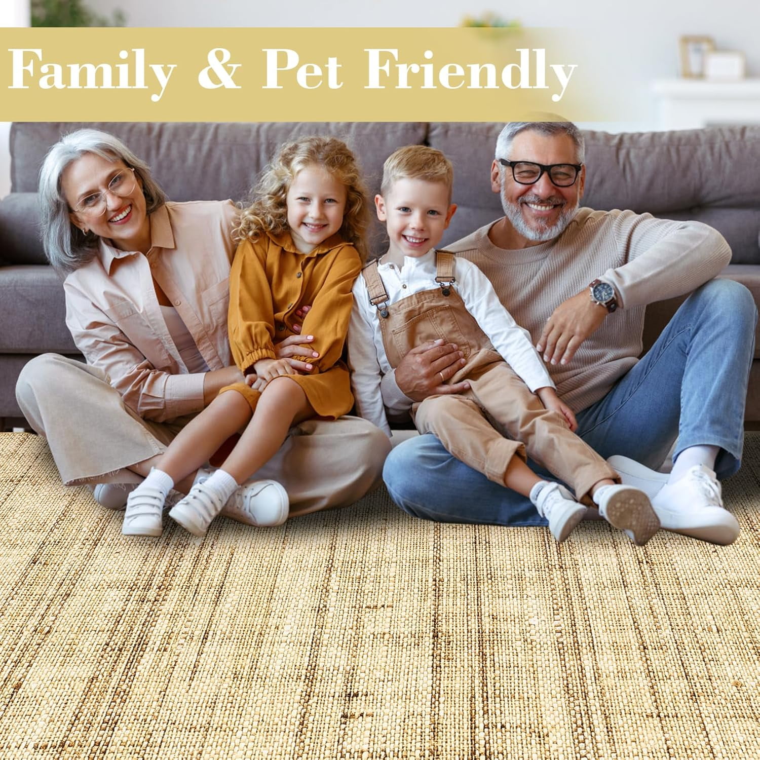 Washable Area Rugs 8x10 Large for Living Room Soft Modern Abstract Low Pile Floor Carpet for Playroom Home Office, Non-Shedding(Khaki)