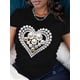 thumbnail image 1 of Women'S Casual Crew Neck T-Shirt, Cotton Knit Fabric with Slight Stretch, Regular Fit, Short Sleeve, with Pearl Heart Graphic, for All Seasons, 1 of 6