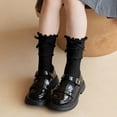 thumbnail image 2 of Girls Ribben Knit Ruffle Crew Socks Bow Decor Double Frilly Ankle Socks Soft Cotton Breathable Princess Long Sock, 2 of 4
