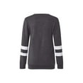thumbnail image 5 of Cindysus Women T Shirt Striped T-shirt Color Block Tee Work Pullover Comfy Tunic Blouse Dark Gray L, 5 of 6