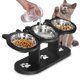 thumbnail image 1 of Adjustable Raised Cat Bowls Set - 15 Degree Tilted Stainless Steel Pet Feeder with Wooden Stand for Food & Water, 3-in-1, 1 of 5
