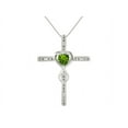 thumbnail image 2 of RYLOS Matching Jewelry Sterling Silver Claddagh Ring & Cross Necklace. Heart Gemstone & Diamonds, 6MM Peridot August Birthstone; Friendship Size 5, 2 of 9