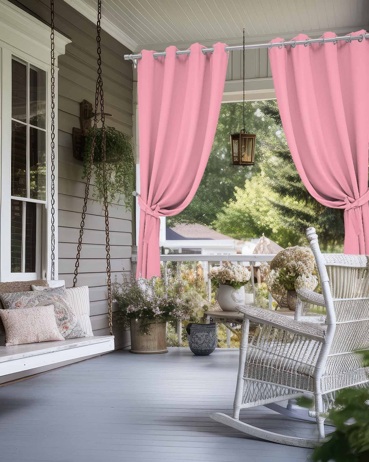 nqOlkjepod Outdoor Curtains for Patio Waterproof, Pink Outdoor Privacy Panels Grommet, Pure Pink Blackout Outside Curtains for Porch/Cabana/Pergola/Gazebo 54"x95", 2 Panels