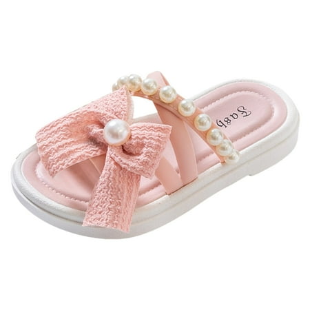 

Gibobby Girls Slippers Children Shoes Indoor Soft Soled Slippers Can Be Worn Outside Snowflake Butterfly Beach Flip Flops(Pink 7-8 Y)