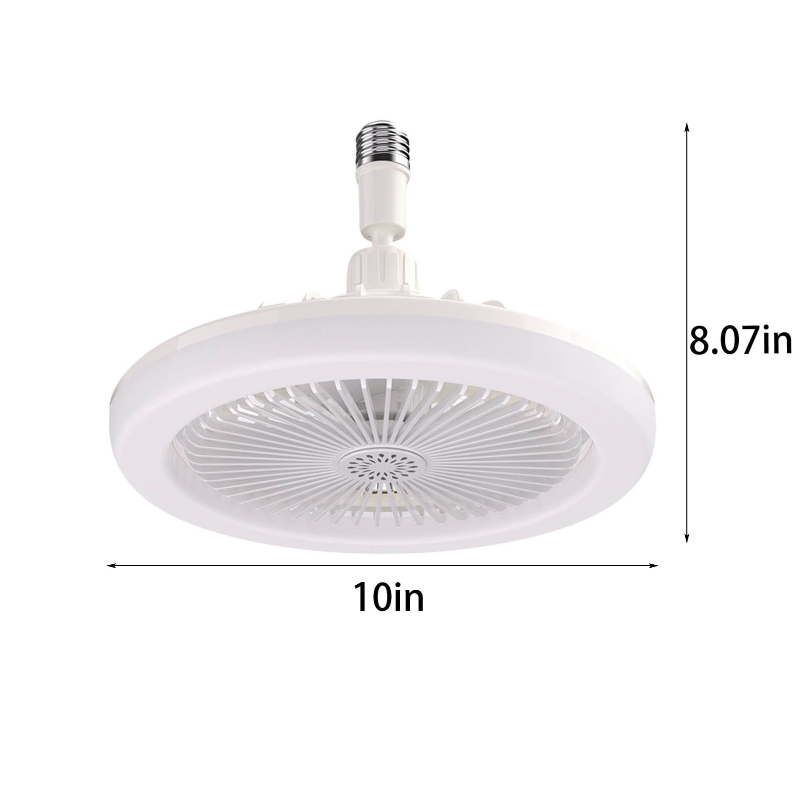 E27 Screw-in Ceiling Fan with Lights & Remote, 10" Detachable Hidden Fan Light, 3-Color Dimming & 3-Speed Quiet Fan, Small Low Profile Socket Fan for Bedroom, Closet, Kitchen
