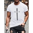 thumbnail image 1 of Playera Para Hombre - T-shirtMen's Fashion "PARIS" Letter 3D Digital Print T-Shirt, Summer Mesh Fabric, Casual Round Neck Short Sleeve Top, Street Style, Polyester, Regular Fit, Sleeve Length, Unise, 1 of 8
