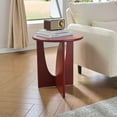 thumbnail image 2 of Kings Brand Furniture Theo Modern End Table – Round Wood Accent Table with Sculptural U-Shaped Base for Living Room, Bedroom, or Office (Red), 2 of 5