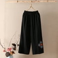 thumbnail image 2 of Summer Savings Clearance! Edvintorg Women Pants Casual Summer Women's Wide Leg Pants Fashion High-Waisted Pattern Straight Trousers Plain Cotton And Nine Points Pants Black M, 2 of 3