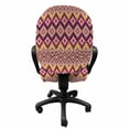 thumbnail image 3 of Aztec Office Chair Slipcover, Colorful Native Pattern of Rhombus Inspired Ornamented Dots, Protective Stretch Decorative Fabric Cover, Standard Size, Plum Coral, by Ambesonne, 3 of 5