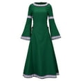 thumbnail image 4 of XVJRHAK Shift Dresses for Women 2024 Women Medieval Dress Renaissance Fit Irregular Long Sleeve Cosplay Maxi Dress Maxi(Green,S), 4 of 9