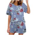 thumbnail image 1 of Conjunto de Pijama de las Mujeres de Moda Casual Color Sólido Manga Corta Cuello Redondo Top Y Pantalones, 1 of 6
