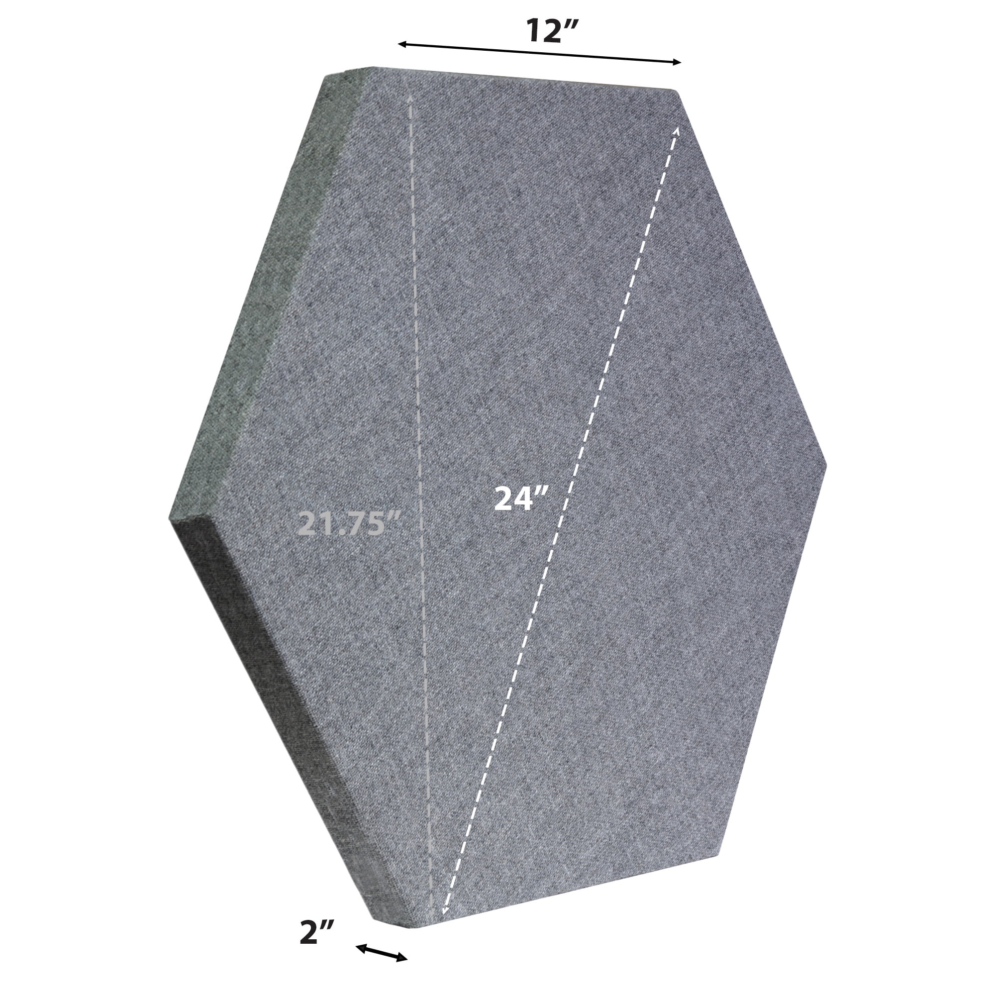 ATS Acoustics Hexagon Acoustic Panel Fire Rated 24" x 2" Sound Absorbing Professional Studio Quality Wall Tile (Charcoal)