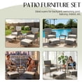 thumbnail image 3 of 5 Pieces Outdoor Patio Furniture Set with Table&Ottoman Outdoor Furniture Patio Set Bistro Wicker Patio Set (Brown Wicker&Khaki Cushion), 3 of 7