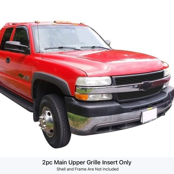 2001-2002 Chevy Silverado 2500 /2001-2002 Chevy Silverado 3500 Stainless Steel Black Powder Coated Finish 8X6 Horizontal Billet Black Stainless Steel Billet Grille