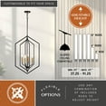 thumbnail image 5 of Riley 4 Light Black and Satin Brass Contemporary Geometric Cage Pendant Light, 5 of 14