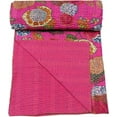 thumbnail image 3 of Indian Handmade Stitched Pure Cotton Fruit Print Kantha Quilt, Reversible Kantha Quilt, 3 of 5
