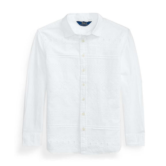 Polo Ralph Lauren WHITE Girl's Eyelet Cotton Broadcloth Tunic, US 4T