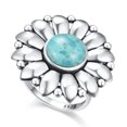 thumbnail image 2 of VAKKI Round Turquoise Flower Ring for Women 925 Sterling Silver Bohemian Ring Statement Rings Size 5-9, 2 of 5