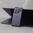 thumbnail image 1 of Aluminum Alloy Bumper Phone Shell for IPhone 15 14 13 12 Pro Max with Lens Film Protection Bare Metal Corner Pad case Cover PURPLE For iPhone 13 ProMax, 1 of 6