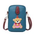 thumbnail image 1 of Lindo bolso bandolera con forma de oso de cumpleaños (azul), minibolso bandolera de piel sintética suave con estampado de canguro para teléfono móvil como regalo para niñas, 1 of 5