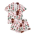 thumbnail image 4 of Womens Pajamas Trendy Cow Print Short Sleeve Button Down Shirt And Shorts Womens Sleepwear,White,2XL, 4 of 4