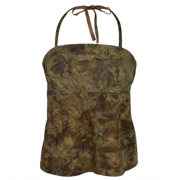 Watercolor Bali Batik Juniors Halter Top- Brown - Large